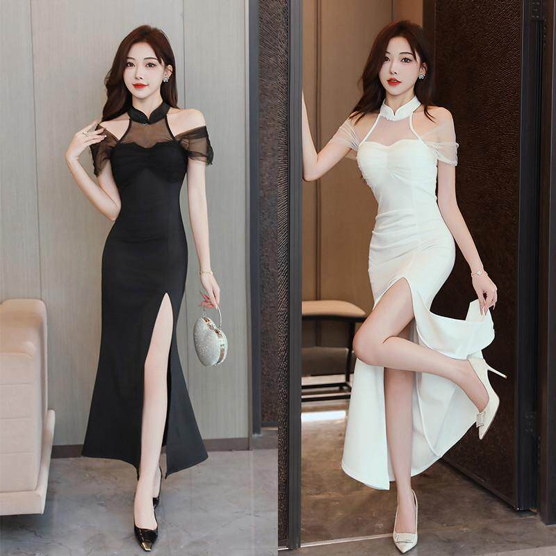 夜总店女装性感连衣裙露肩长裙ktv佳丽晚礼服足疗技师柔式工作服