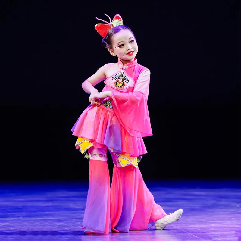 儿童蝴蝶飞演出服彩蝶飞舞少儿群舞梦蝶古典舞女童表演服晓春飞蝶