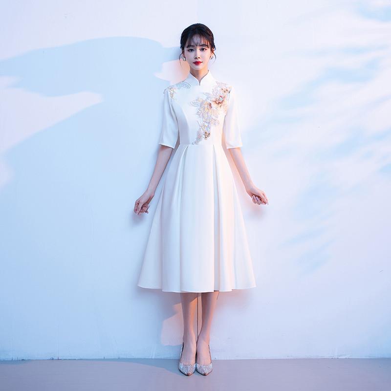 大合唱服演出服女长裙新款红歌比赛独唱表演服主持合唱团中式礼服