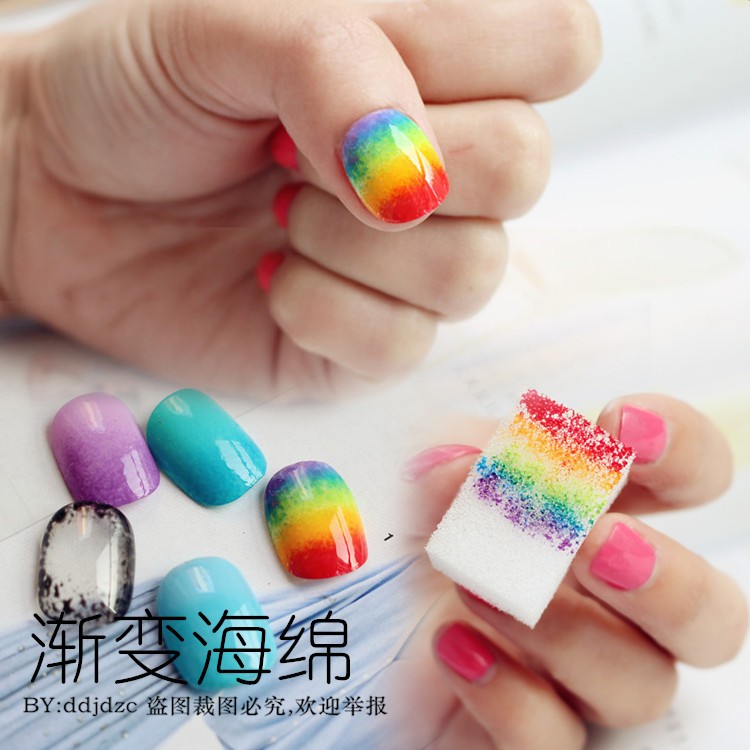 美甲渐变海绵晕染海绵低密度颗粒感渐变适用指甲油美甲工具10个装