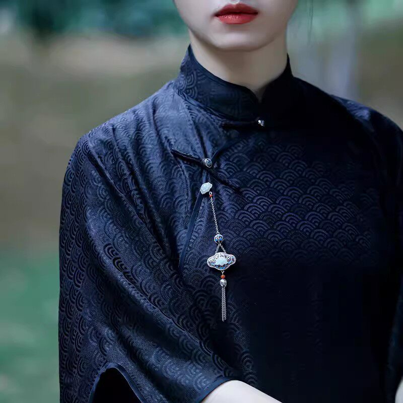 原创如意醉压襟旗袍古风复古衣服装饰唐装衣襟茶服配饰女