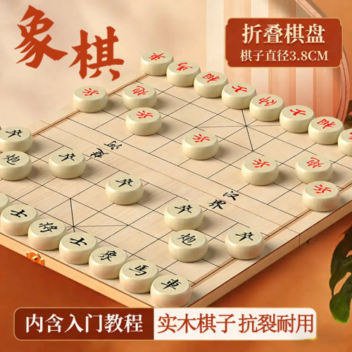 中国象棋带棋盘大号实木棋子小学生专用儿童入门便携式折叠棋盘布