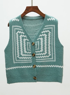 682 2025秋冬新款女装灰色V领短款无袖针织马甲背心女士叠穿马夹