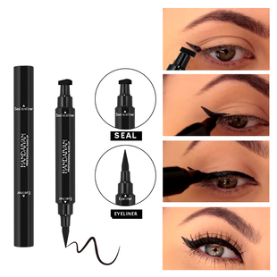 2 End Liquid Eyeliner Stamp Pencil Black Eye Liner Pen 眼线