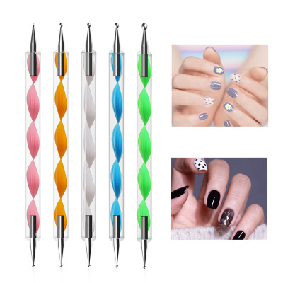 5pcs 2 Way Dotting Pen Tool Nail Art Design Dot Paint Tools
