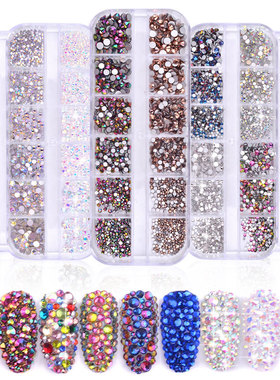 1440Pcs Flat Back 3D Nail Art Rhinestones AB Crystal Strass
