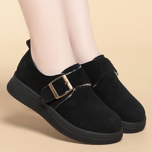 鞋小匠新款懒人鞋厚底平底女鞋软底棉鞋冬季时尚懒人一脚蹬豆豆鞋