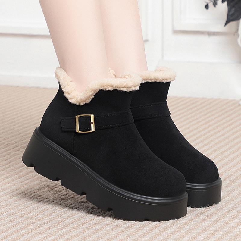 小鞋匠秋冬新款厚底增高芳华雪地靴侧拉链加绒保暖时尚百搭轻便