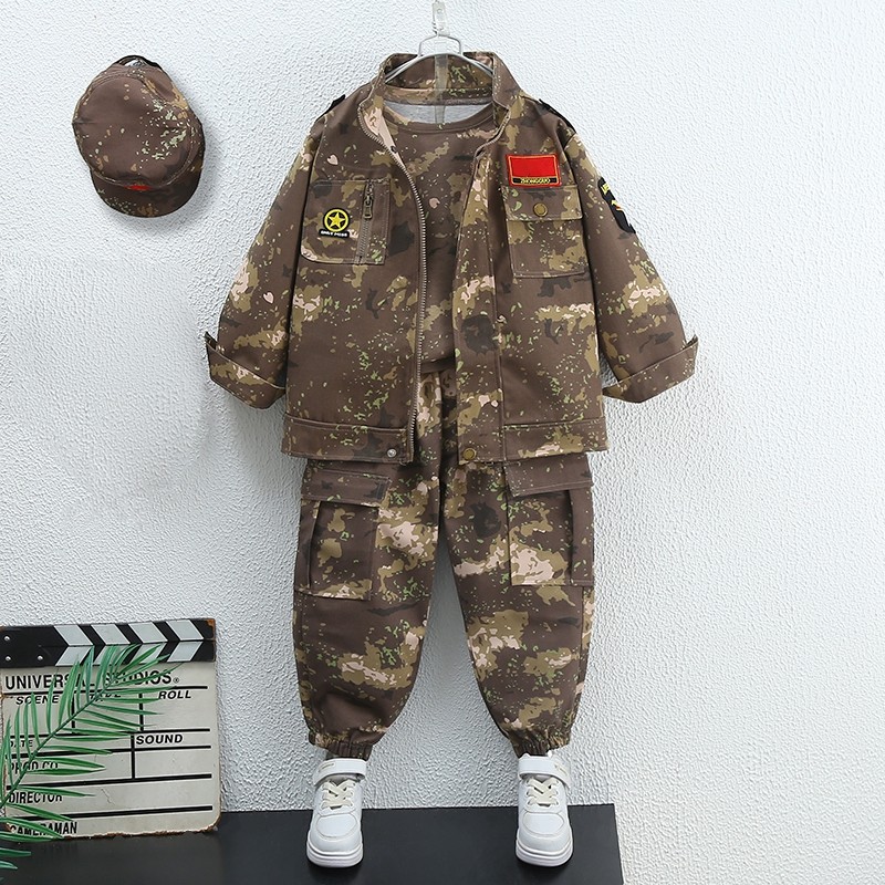儿童迷彩服套装男童春秋沙漠外套特种兵夏令营军训服特警演出服装