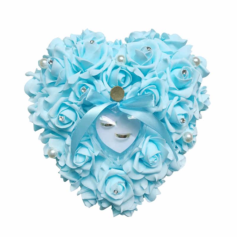 欧式心形婚礼戒枕 婚庆结婚戒托 浪漫求婚戒指盒 创意白色戒枕