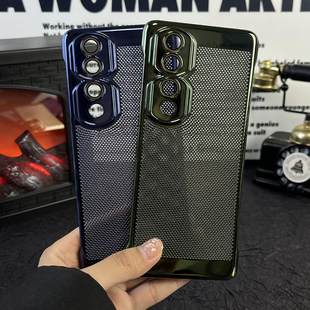 适用荣耀90Pro手机壳散热honor90无边框保护壳新款半包90Pro曲面屏透气硬壳潮牌夏日镂空外壳自带镜头膜