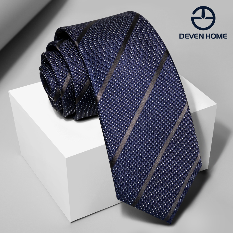 深蓝色黑色条纹领带男正装商务7cm窄款时尚英伦休闲男士领带职业