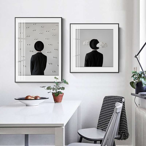 马格里特摄影黑白INS装饰画挂画