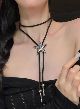男女长款个性潮复古民族风五角星时尚项链毛衣链衣服挂件配饰装饰