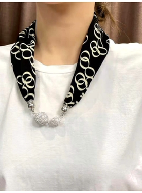 女百搭西装饰品衬衫丝巾扣项链围脖领巾围巾衣服挂件春夏时尚劲链