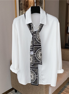 网红长条装饰春秋衣服西装小丝巾