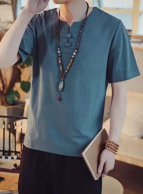 国风唐装汉服棉麻配饰挂件项链长款佛珠毛衣链男女新中式潮高级感