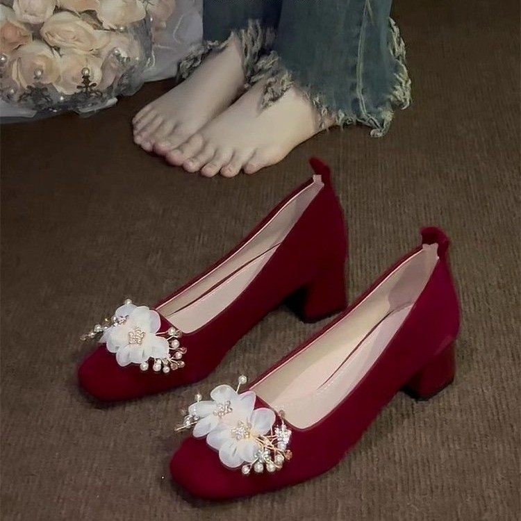 绝美红色订婚新娘敬酒不累礼服中式蝴蝶结禾秀婚纱玛丽孕妇高跟鞋,女鞋,婚鞋,淘宝优惠券,粉丝福利购,淘宝优惠卷