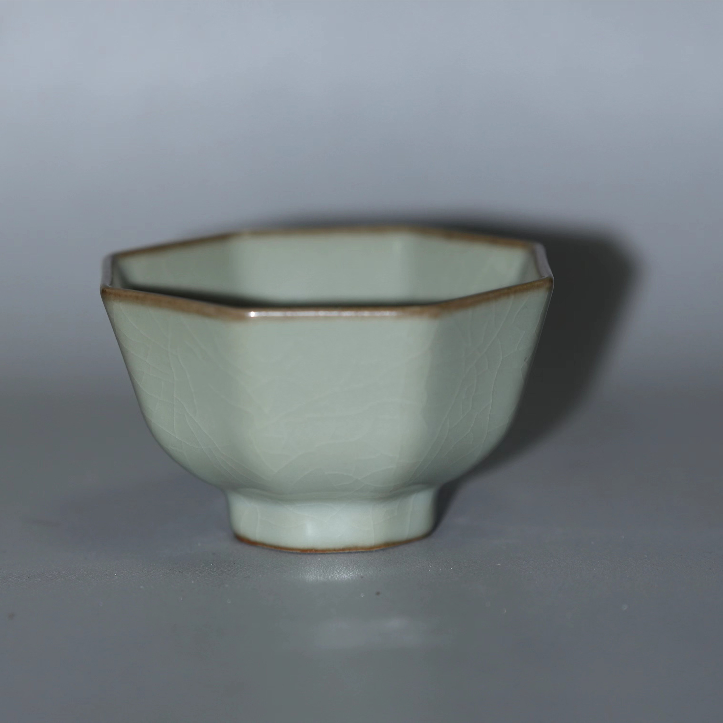 晓芳窑汝窑汝瓷直角八方杯茶杯茶茶杯