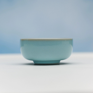 朱文立制汝窑天青釉大圆杯中式纯色单杯茶杯