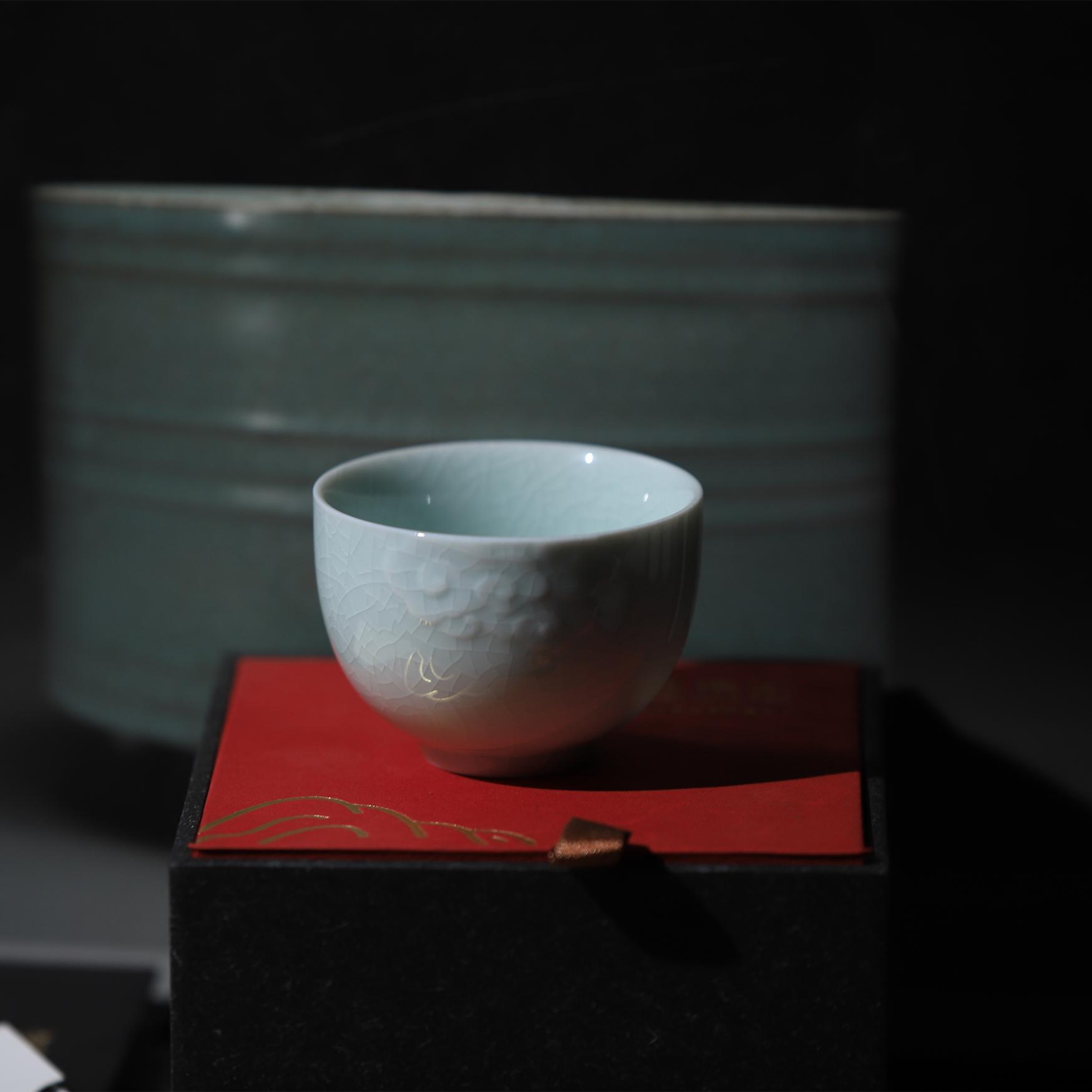 李廷怀汝瓷印章款天青釉主人杯茶杯廷怀窑汝窑