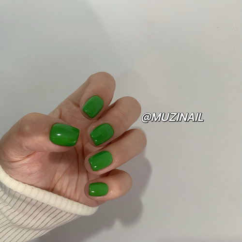 【MUZI穿戴甲】手工穿戴甲短款显白纯色绿色单色高级感日常可拆卸