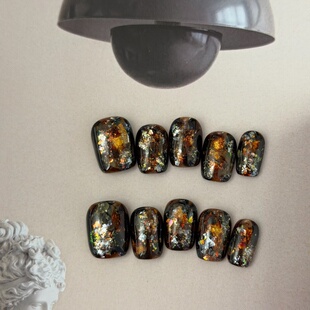 美甲 纯手工定制美甲韩风亮片爆闪轻奢短款 MUZINAIL· 盖茨比