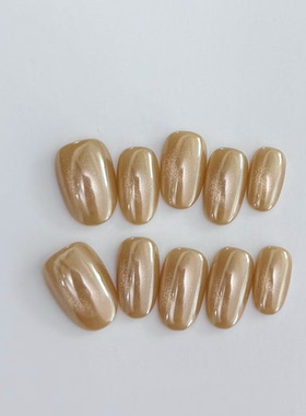 MUZINAIL·【金水湾】镜面粉纯手工定制美甲短款指甲月光粉美甲爆