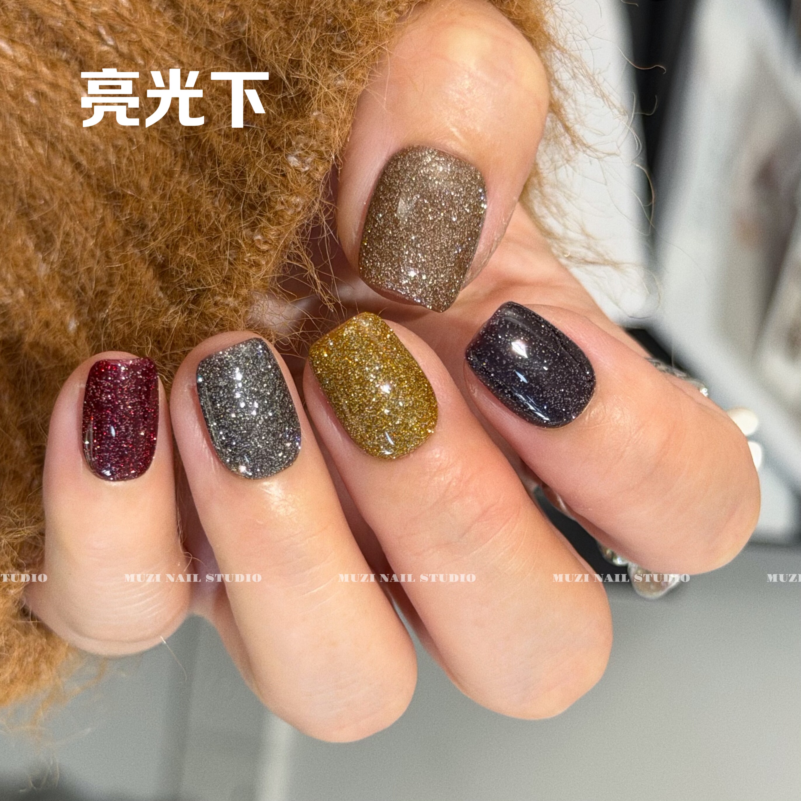 MUZINAIL·【冬夜糖】纯手工定制美甲海莉月光粉美甲爆闪轻奢