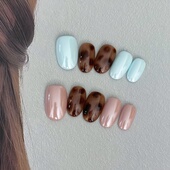 纯手工定制美甲韩风亮片爆闪轻奢短款 MUZINAIL· 豹纹海莉 美甲