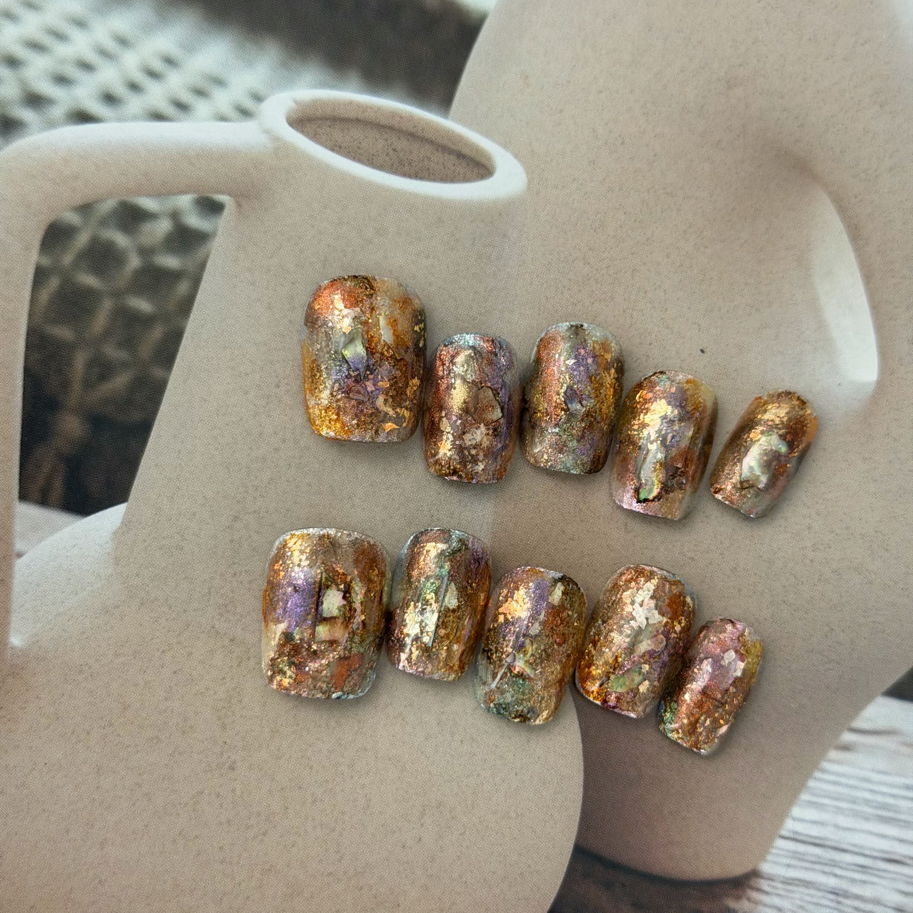 MUZINAIL·【霓裳】纯手工定制美甲韩风亮片爆闪轻奢短款美甲