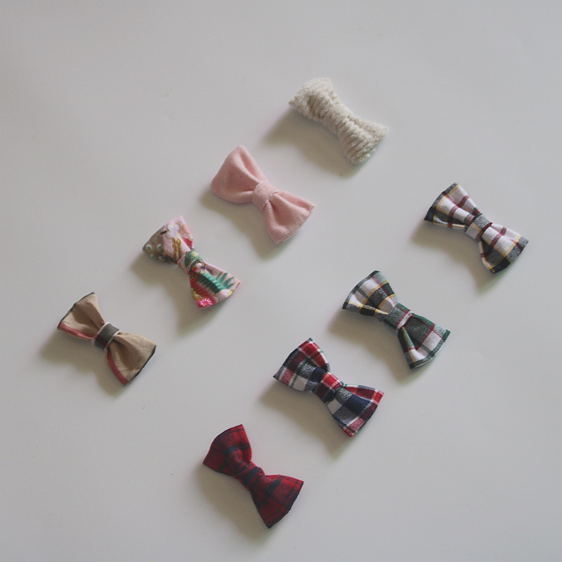 西班牙全棉格子可爱婴儿蝴蝶结1-3岁女孩公主宝宝发卡儿童头饰