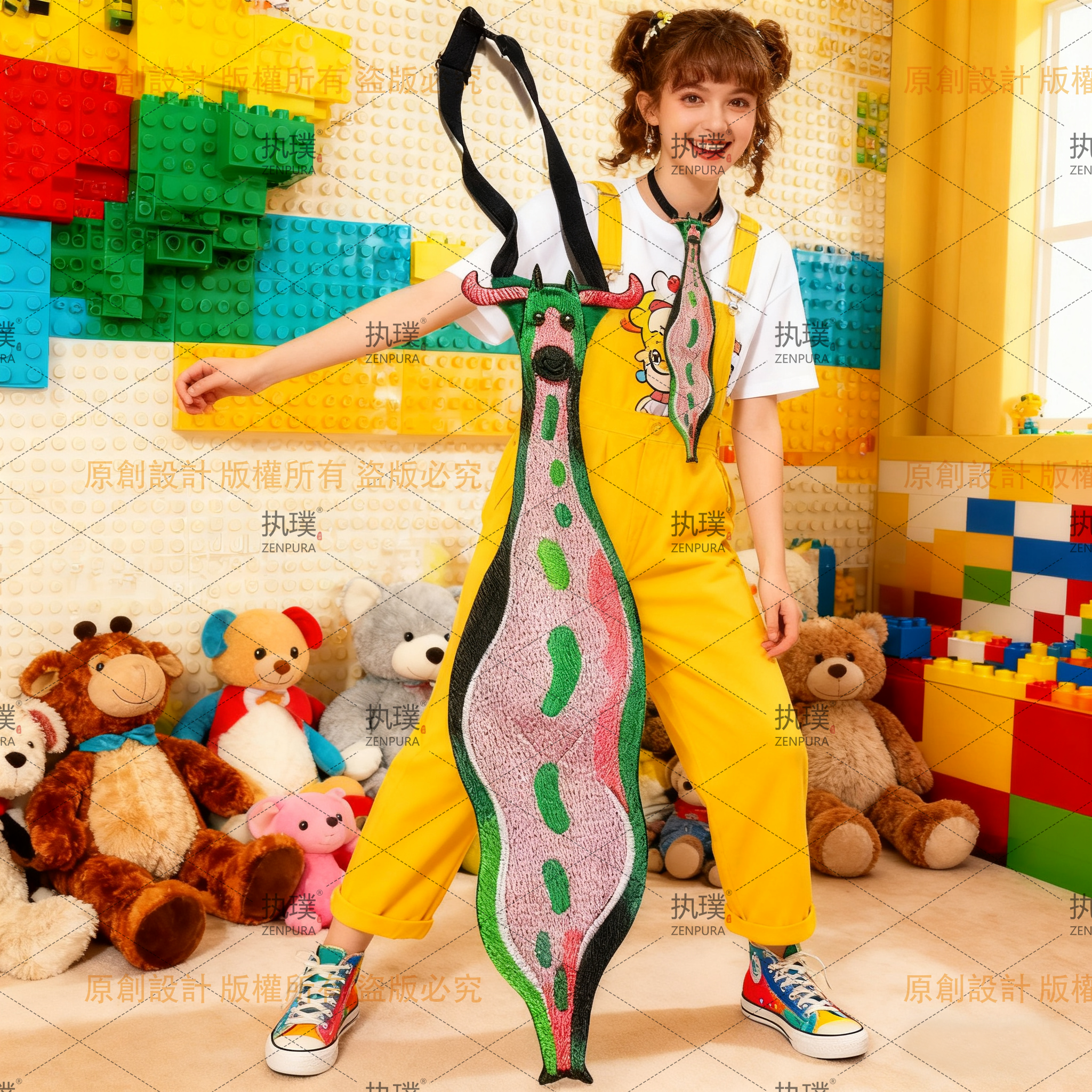 执璞童趣原创手工刺绣小怪兽免打女复古立体领带小众设计感领带,服饰配件/皮带/帽子/围巾,领带,淘宝优惠券,粉丝福利购,淘宝优惠卷