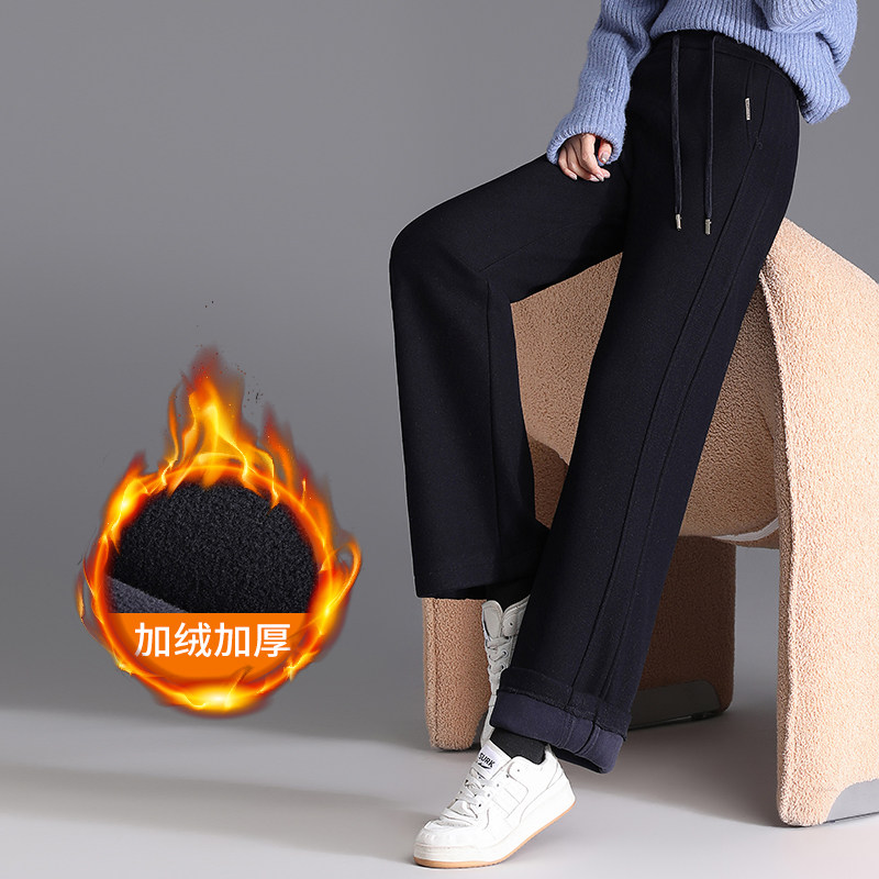 哥家加厚窄版阔腿裤女冬2025新款高腰宽松加绒妈妈裤子休闲直筒裤,女装/女士精品,休闲裤,淘宝优惠券,粉丝福利购,淘宝优惠卷