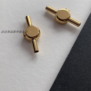 不锈钢真空保色电镀按键扣扁圆皮绳扣饰品扣头手链项链连接金属头