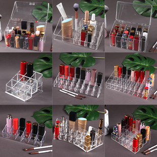 口红收纳盒透明网红款展示架桌面整理格子彩妆唇釉唇膏格子