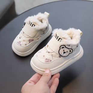 加厚加绒保暖小童运动鞋 1一3岁男女宝宝防滑步鞋 婴儿软底棉鞋 冬季