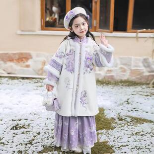 汉服女童冬季2024新款儿童古风唐装秋冬款古风拜年服儿童加绒汉服