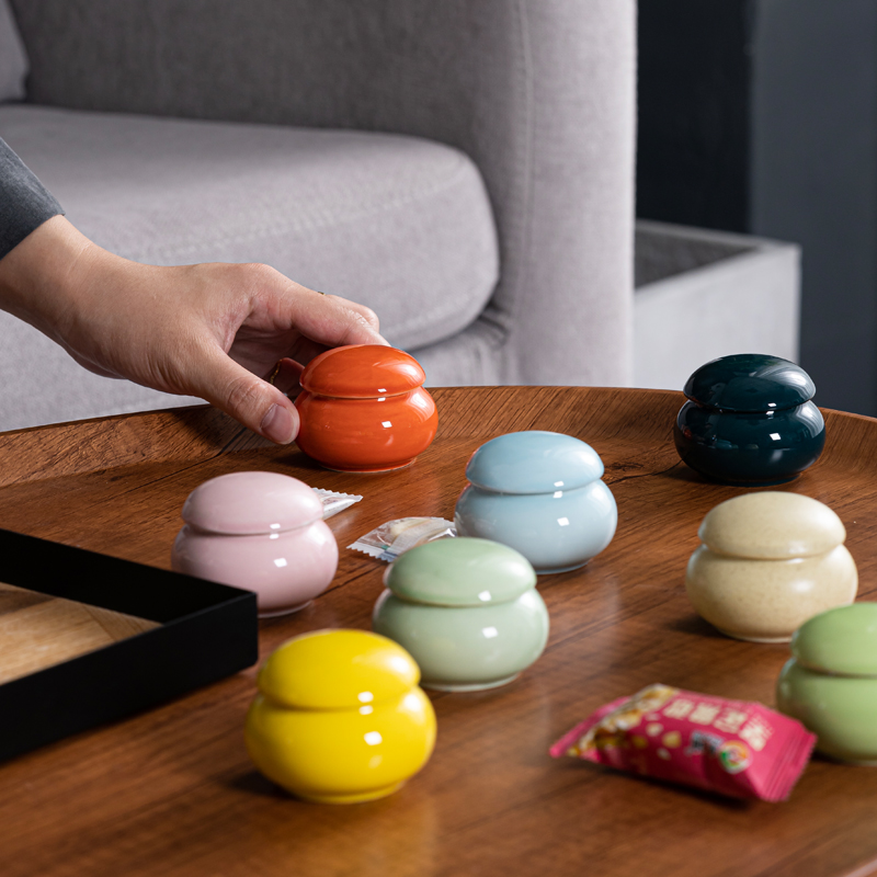 迷你小瓷罐茶叶罐陶瓷色釉小罐子小瓷瓶口脂香粉香膏罐口红胭脂罐