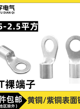 OT0.5/1/1.5/2.5-4/5/6/8圆形O型冷压接线裸端子欧式铜压线耳鼻子
