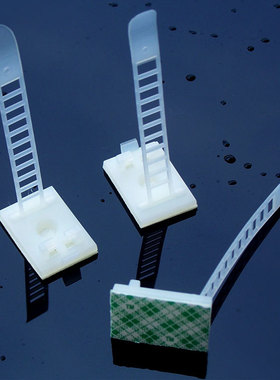 白色粘式配线固定座CL系列 长64-90mm 可调式活动扎带 配线座