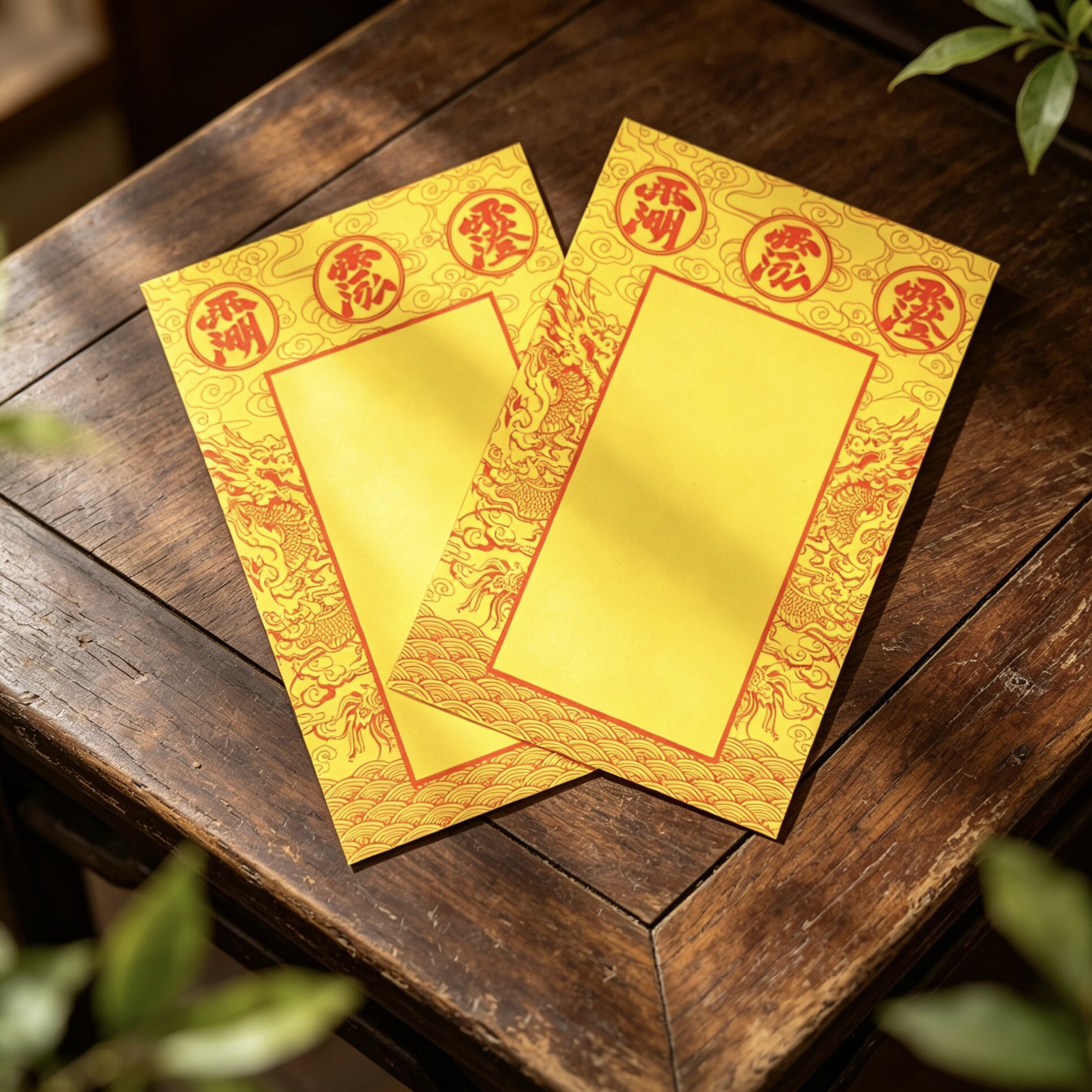 道系福纸新品古风道系线条用福禄方圆手机壳毛笔书法祝福黄纸定制