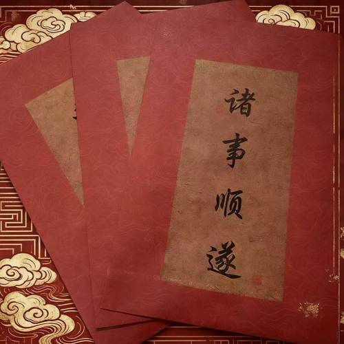 34*24cm红色复古书法字画作品信封袋牛皮纸信封定制印刷logo