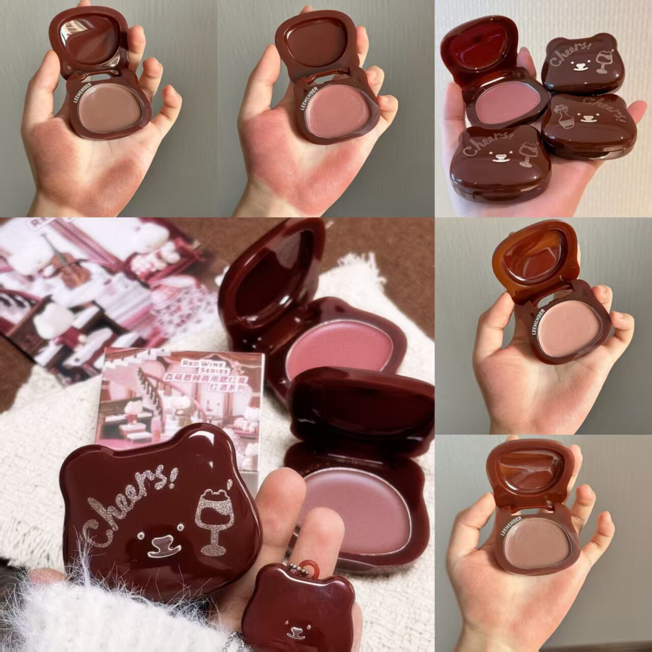 荔萌唇颊两用腮红膏红酒系列多用持久抗暗沉丝滑柔润哑光奶油显白