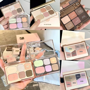 EVERBAB艾蓓拉素哑六色眼影蝴蝶结大地色腮红高光修容眼颊多用盘