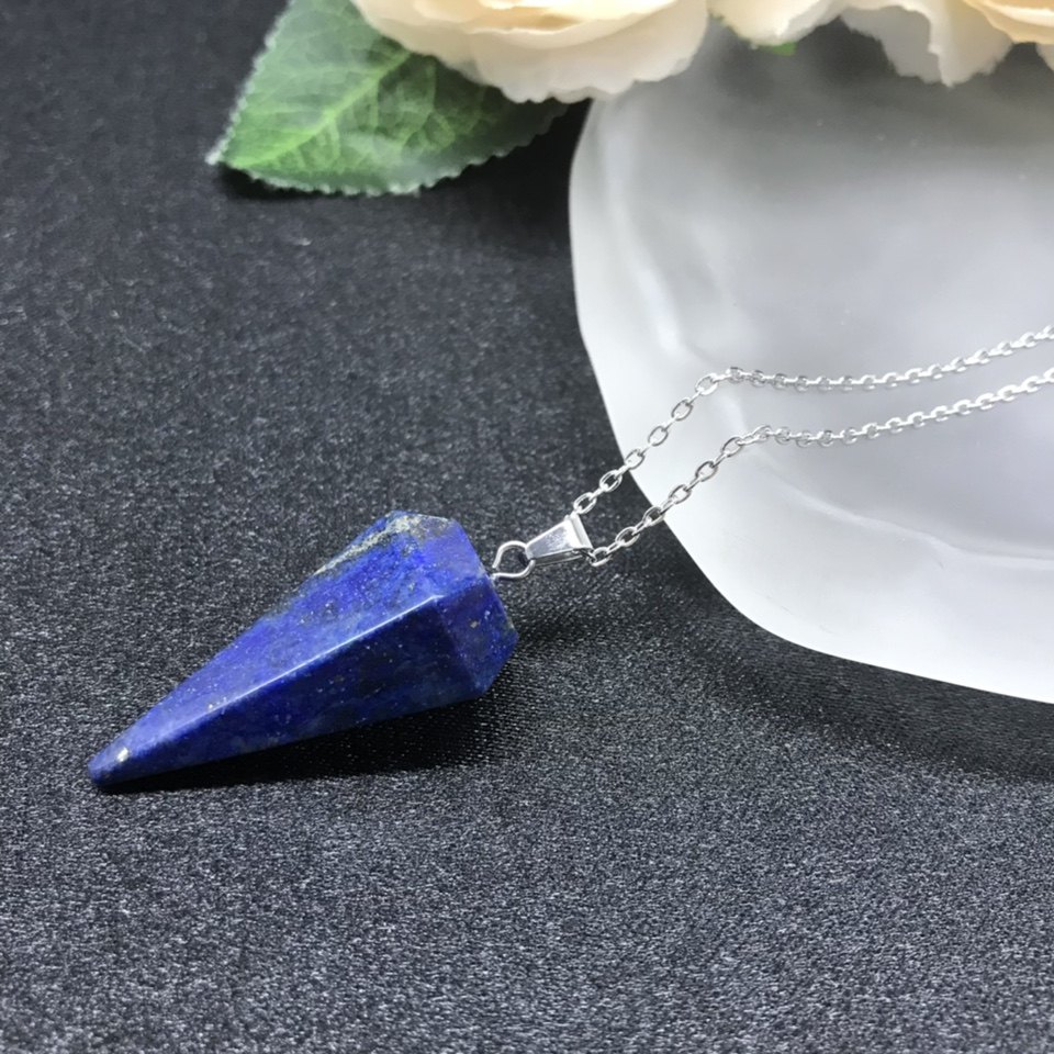 吊坠项链灵摆装饰diy饰品配饰礼物男女通用 天然石锥形半宝石项链