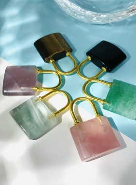 天然水晶爱情同心锁情侣吊坠项链