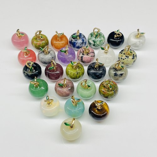 天然石水晶苹果吊坠项链礼物百搭