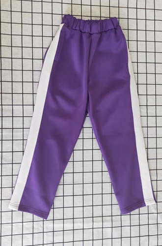 紫色一道白色宽条儿童男女中小学生运动休闲校服裤子舒适校服