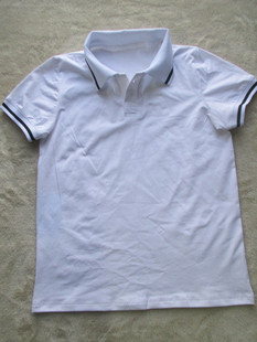 夏季短袖T恤白色黑道领子棉质纯白色短袖上衣学生夏季校服衬衫